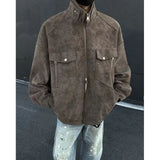 Street Zipper Jacket High-end Handsome Stand-up Collar Coat American 2025 Retro Handsome Work Jacket Loose Top Urban