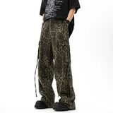 Cyber Y2K Streetwear Leopard Baggy Stacked Cargo Jeans Pants For Men Clothes Women Wide Leg Long Trousers Pantalones Hombre