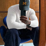 Threaded Long-Sleeved T-Shirt Fitness Autumn Breathable Quick-Drying Sports Mens Elastic Fitness Training Suit Bottoming Shirt