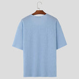 Men T Shirt Striped Short Sleeve Transparent Summer Casual Camisetas Streetwear Fashion Leisure Camisetas S-5XL