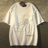 New Street Personality Retro Casual Spider Print Graphic T-shirt Summer Men and Women Trend Loose Couple Short Sleeve