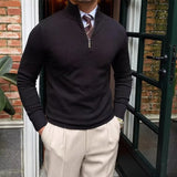 Autumn Winter New Half Zipper Sweater Men Long Sleeved Solid Color Pullover Bottom Knitted Shirt Business Casual Versatile Coat