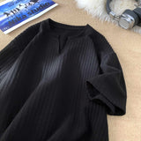 Fashionable High-end V-neck Short-sleeved T-shirt Men's Korean Style Summer Fashion Handsome Clothes Loose Versatile Top Chic
