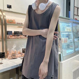 Hole Tanks Men Baggy Simple Harajuku Chic Teens Fashion High Street Clothes All-match Korean Style Casual Tops O-neck Breathable