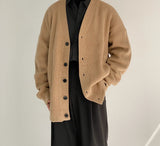 Knitted Cardigan Autumn Single Breasted Baggy Casual Cozy Soft Windbreaker Harajuku Slouchy Retro Japanese Style Pure Color Chic
