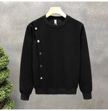 Simple Design Sense White Sweatshirt Men's Trendy Round Neck Bottoming Shirt 2025 Spring Autumn Handsome Men's Hot Top Urban