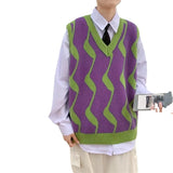 Wool Men Vest Luxury Golf Sweater Brand Patchwork New Spring Clothing Streetwear Fashion Casual Women Knitted Vest Sweater