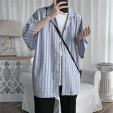 Summer Stripe Short Sleeved Shirt Men Society Mens Black Dress Shirt Casual White Shirt Mens Office Formal Shirts Large Size 5XL