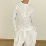 American Street Fashion Simple Slim Fit Solid Color Knitted Long-Sleeved Shirt Mens Design Lazy Casual Slim Fit Bottoming Shirt