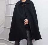 Fashion Men Cloak Coats Lapel Solid Color One Button Cape Trench Streetwear Casual Male Overcoats Ponchose S-5XL