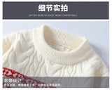 American style trendy street hip-hop personalized graphic round neck sweater for couples loose retro Harajuku knit casual top
