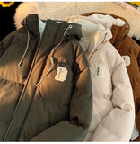 autumn and winter street fashion corduroy thick jacket for men and women couple personalized loose retro casual Harajuku
