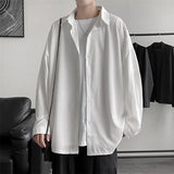 Men Solid Color Shirts Long Sleeve Summer Draped Loose Oversize Vintage Hip-hop High Street All-match  Sun-proof Outwear