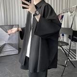 Told Tale Oversized Men's Shirts Black/White Harajuku Men Seven Sleeves Casual Shirt Tops Summer Daily Streetwear Man Blouse