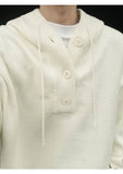 4Colors Mens Knitted Hooded Sweaters Solid Color Casual Pullover Spring Autumn Comfortable Buttons V-neck Loose Lazy Sweater