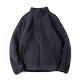 American Warm Fleece Sweatshirt Imitation Lamb Velvet Coat Korean Autumn Winter Men's Thickened Simple Zipper Up Lapel Jacket