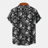 Men's Designer Hawaii Shirts Short Sleeve Lapel Tops New Fashion Flower 3d Print Street Hip Hop Casual Vintage Clothing Male 4XL
