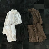 American Retro Shirt Shorts Two-piece Set Korean Cityboy Cargo Wear 2025 Summer New Loose Casual Cotton Linen Breathable Set