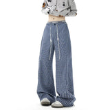 Men Checkered Casual Pants American Retro Loose Straight Pants Man Fashion Plaid Streetwear Spring New Hip Hop Trousers
