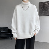 2025 New Autumn Men Turtle Neck Sweater Unisex Casual Loose Fit Trendy Knitted Top Pullovers Outwear Clothing Oversized M-3XL
