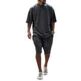 Men's Tracksuit Casual Cotton Short-sleeved T-Shirt Shorts 2-piece Suit Summer Sportswear Loose Men's Clothing Suit