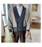 Light Mature Style Autumn Winter New Cardigan Men British Retro College Style Knitted Jacket Contrasting Suit Collar Sweater