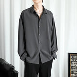 Solid Shirt Men Black Long sleeved Shirts Men Korean Comfortable Blouses Casual Loose Classic Single Breasted Shirt