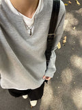 Men Hoodies Fake Two Pieces Autumn Fashion All-match Casual Tops V-neck Cool Handsome Korean Style Male Sweatshirts Tender New