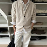 Japanese Retro Men's Cardigan Coats Light Luxury Knitted Lapel Long Sleeve Sweater Jacket Leisure Premium Quality Knitwear M-3XL