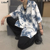 Men's Clothing Streetwear Fashion Casual Turn-down Collar Short Sleeve Printing Neutral Handsome Button Spring Summer Shirts