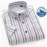 Brand Summer Shirts for Men 100% Cotton Short Sleeves Striped Shirts Man Casual Blusas Man Trending Products