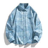 Spring Summer Men Long Sleeve Tie-Dye Shirts Men Y2K Vintage Cargo Shirt Korean Fashion Loose Streetwear Blouses Clothes