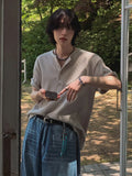 Korean Simple Elegant Short-sleeved T-shirt Men's Summer Loose Casual Half-sleeved T-shirt High-end Commuting Outfit Chic Tees