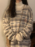 American autumn and winter street fashion individual round neck sweater for couples loose retro casual knitted Harajuku top y2k