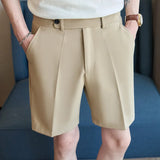 Summer Man Shorts Fashion Casual Bermuda Shorts Black Beige Khaki Straight Short Suit Pants Quality Men Bottoms Wear