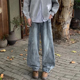 Y2K men and women hip-hop street curved knife washed jeans American spring and autumn couple trend loose retro casual pants