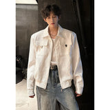 Men's Handsome Texture Jacket Spring New Korean Style Luxury Fashion Coat Pocket Design Trend Male Casual Jackets White/Black