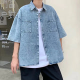 Shirts Men Design Retro Handsome Baggy Ulzzang Ins Hip Hop Streetwear Summer All-match Рубашки Teens Clothes Personality Stylish