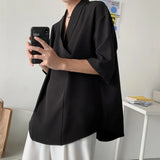 Summer Short Sleeve Shirt Men Fashion Oversized Casual Pullover Shirt Men Korean Loose Black White Shirts Mens Dress Shirt M-2XL