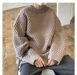 American style trendy men and women retro round neck personalized sweater couple autumn and winter lazy style casual knitted top