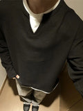 Men Hoodies Fake Two Pieces Autumn Fashion All-match Casual Tops V-neck Cool Handsome Korean Style Male Sweatshirts Tender New