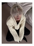 American autumn and winter men and women trendy street personality cardigan hooded sweater couple loose casual knitted top y2k
