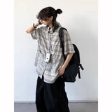 Japanese Retro Blouse Loose Ethnic Short-sleeved Shirt Men Women Korean Summer Fashion High-end College Style Versatile Shirt