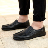 Genuine Leather Men Casual Shoes Luxury Brand Mens Loafers Moccasins Breathable Slip on Black Driving Shoes Plus Size 37-47