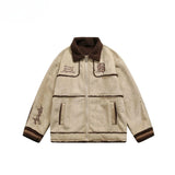 American autumn and winter men and women trendy personalized lapel jacket for couples loose retro handsome casual Harajuku top