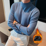 Male High End Fashion Knitted Pullover Sweater Men Half Turtle Neck Winter Woolen Casual Jumper Clothes