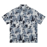 Summer Thin Short Sleeve Shirt Men Streetwear Vintage Graffiti Print Shirt Oversized Harajuku Chinese Style Casual Blouse Unisex