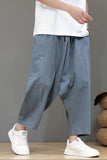 Chinese Style Men Solid Color Harem Pants Fashion Oversized Wide Leg Pants Women Casual Loose Crotch Hip-Hop Trousers