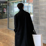 Mens Double-Breasted Mid-Length Coat Autumn Winter Genderless Korean Style Fashion Commuter Thickened Elegant Retro Coat Unisex