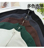 New Korean Fashion Men Cardigan Jacket Light Luxury Trendy Turtleneck Knit Zip-up Long Sleeve Sweater Coat High Quality Knitwear